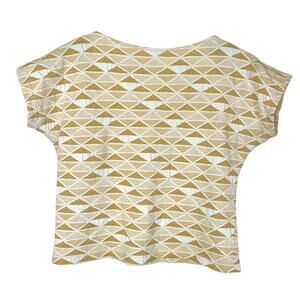 Vintage Womens Shirt Sz Z Cropped Boho Mustard Mod Hippie 70s Geometric Twee